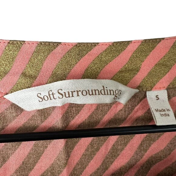 Soft Surroundings Multicolor Stripe Floral Embroidered Salerno Tunic Dress Small - Picture 5 of 6